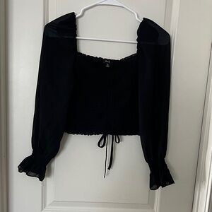 Papaya Black Long Sleeve Blouse